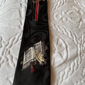 Religious Themed‎ Black Tie with Bible Design